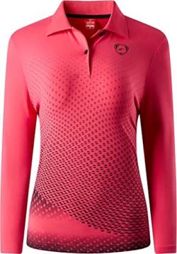 jeansian Damen Sport Breathable Long Sleeve Polo T-Shirts Tee SWT338 Rosered S von jeansian