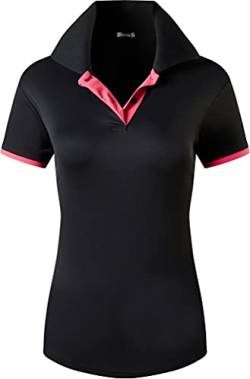 jeansian Damen Sport Polo Tee Shirt Poloshirts Tshirt T-Shirt Kurzarm Tennis Golf Bowling Sportwear SWT325 BlackRose M von jeansian