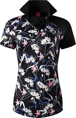 jeansian Damen Sport Polo Tee Shirt Poloshirts Tshirt T-Shirt Kurzarm Tennis Golf Bowling Sportwear SWT341 Black S von jeansian