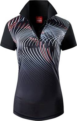 jeansian Damen Sport Polo Tee Shirt Poloshirts Tshirt T-Shirt Kurzarm Tennis Golf Bowling Sportwear SWT343 Black L von jeansian