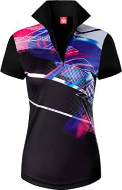 jeansian Damen Sport Polo Tee T-Shirt Kurzarm Tennis Golf Bowling SWT337 Black L von jeansian