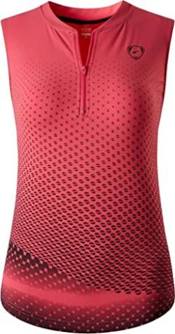 jeansian Damen Sports Breathable Zipper Tank Top Vests Sleeveless T-Shirt SWT330 Rosered XL von jeansian