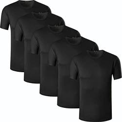 jeansian Herren 3 Packs Sport Slim Short Sleeves Compression T-Shirt Tee AMA004 5Black XL von jeansian