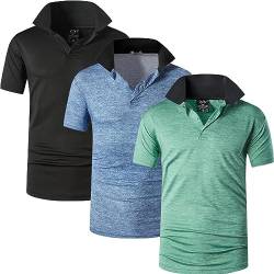 jeansian Herren 3 Stuck Mischen Pack Sport Polo T-Shirt LSL327 RBlack_Blue_Green_XXL von jeansian