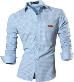 jeansian Herren Freizeit Hemden Slim Long Sleeves Casual Shirts Dress Shirts Tops (USA M, 8615_LightBlue) von jeansian