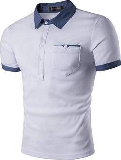 jeansian Herren Polo T-Shirts Tennis Golf Kurzärmliges Oberteil Polo-Shirt Mehrfarben Poloshirts JZA013 White L von jeansian