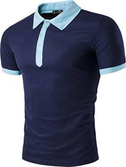 jeansian Herren Polo T-Shirts Tennis Golf Kurzärmliges Oberteil Polo-Shirt Mehrfarben Poloshirts JZA034 DarkBlue M von jeansian