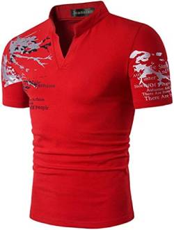 jeansian Herren Polo T-Shirts Tennis Golf Kurzärmliges Oberteil Polo-Shirt Mehrfarben Poloshirts JZA100 Red L von jeansian