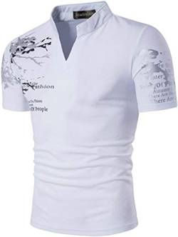 jeansian Herren Polo T-Shirts Tennis Golf Kurzärmliges Oberteil Polo-Shirt Mehrfarben Poloshirts JZA100 White L von jeansian