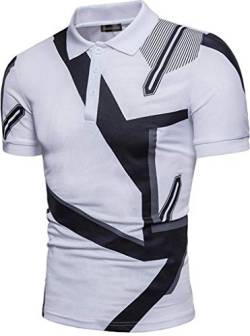 jeansian Herren Polo T-Shirts Tennis Golf Kurzärmliges Oberteil Polo-Shirt Mehrfarben Poloshirts JZA399 White L von jeansian