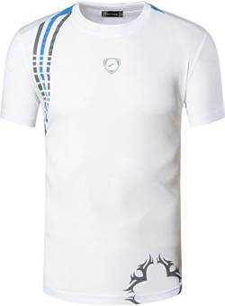 jeansian Herren Sport Tee Shirt T-Shirt Tshirt Tops Function Kurzarm Laufen LSL1052 White M von jeansian