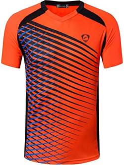 jeansian Herren Sport Tee Shirt Tshirt T-Shirt Short Sleeve Tops Tennis Golf Bowling LSL230 Orange XL von jeansian