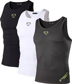 jeansian Herren Sportswear 3 Packs Sport Compression Tank Tops Vests Shirt LSL3306 PackH XXL von jeansian