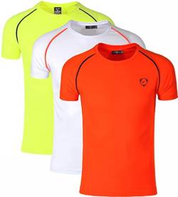 jeansian Herren Sportswear 3 Packs Sport Slim Short Sleeves Compression T-Shirt Tee LSL182 PackE S von jeansian