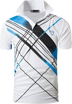 jeansian Herren Summer Sportswear Wicking Breathable Short Sleeve Polo T-Shirts Tops LSL226 White 4XL von jeansian