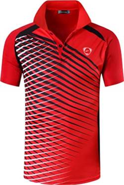 jeansian Herren Summer Sportswear Wicking Breathable Short Sleeve Polo T-Shirts Tops LSL243 Red XXL von jeansian