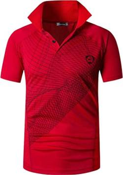 jeansian Herren Summer Sportswear Wicking Breathable Short Sleeve Polo T-Shirts Tops LSL244 Red L von jeansian