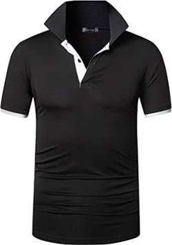 jeansian Herren Summer Sportswear Wicking Breathable Short Sleeve Polo T-Shirts Tops LSL322 Black L von jeansian