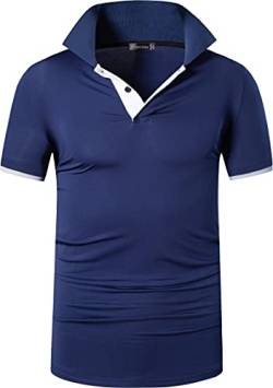jeansian Herren Summer Sportswear Wicking Breathable Short Sleeve Polo T-Shirts Tops LSL322 DarkBlue XL von jeansian