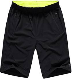 jeansian LSS138 Herren kurze Sporthose, schnelltrocknend, Schwarz, 4 Größen Gr. US Large/Etikette X-Large, Schwarz von jeansian