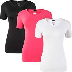 jeansian New Damen 3 Packs Sport Slim Breathable Short Sleeve T-Shirt Tee Tops SWT240 PackC M von jeansian