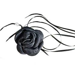 Elegante Halskette mit Rosenblüten für Damen und Mädchen, verstellbares Halsband, Schmuckgeschenk, 8* 6* 1cm, Stoff von jebyltd