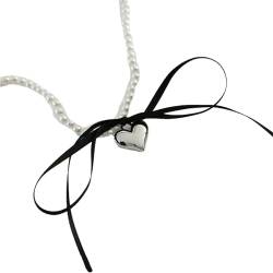 Halskette mit Anhänger, Modeschmuck, Perlen, Choker, tolles Geschenk für Frauen und Mädchen, 9* 6* 1cm, Imitationsperlen von jebyltd