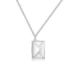 jewel Personalisierte Halskette 925 Silber Umschlag Anhänger Halskette für Mutter Tochter Gravierte Namenskette Geschenk für Geburtstag Weihnachten (Silber) von jewel