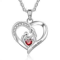 jewel Personalisierte Namenskette Mutter Tochter Kette mit Gravur Herzkette für Frauen Mutter und Baby Liebe Herz Anhänger Halsketten Damen Geschenk für Mama (Silber 1) von jewel