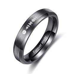 jewel Personalisierte Spotify Code Ringe Benutzerdefinierte Gravierte Name Datum Musik Song Ring für Frauen Männer Damen Versprechen Verlobungsbänder Geschenk (Schwarz, 54 (17.2)) von jewel