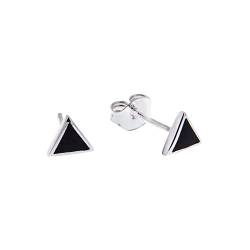 Sterling Silber Dreieck schwarze Emaille minimalistische Ohrstecker von jewellerybox