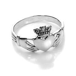 Sterling-Silber Polierter Claddagh Keltischer Herz Ring | Ringgröße: 62 (Innendurchmesser 19,7mm) | Erhältliche Ringgrößen 49-63 von jewellerybox
