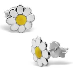 Sterling Silber und Emaille Daisy Gänseblümchen Ohrstecker von jewellerybox