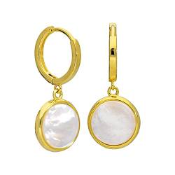 Vergoldete Sterling Silber Runde Perlmutt Creolen Ohrringe von jewellerybox
