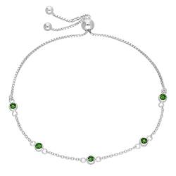 jewellerybox Sterling Silber Multi Smaragd CZ Mai Birthstone Box Armband von jewellerybox