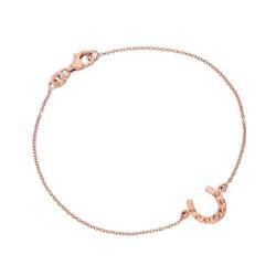 jewellerybox Sterlingsilber getaucht Rotgold Glücksbringer Hufeisen Armband | Länge: 17,7cm von jewellerybox