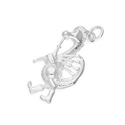 jewellerybox TheCharmWorks Sterlingsilber Loch Ness Monster mit Dudelsack Charmanhänger | Sterling Silver Nessie with Bagpipes Charm von jewellerybox