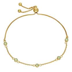 jewellerybox Vergoldetes Sterlingsilber Peridot CZ Verstellbares Armband von jewellerybox