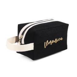 Jewelora Personalisierte Kulturtasche für Damen und Herren Cord-Kosmetiktasche Make-up-Tasche mit Gravur von Namen Kulturtasche zum Aufhängen Make-up-Organizer von jewelora