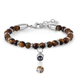 jewelora Foto Armbänder im stein Personalisierte Armbänder mit Foto Projektion Armband Perlen Armbänder für Paare Geburtstag, Muttertag, Weihnachten, Valentinstag Armbänder (G) von jewelora