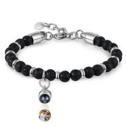 jewelora Foto Armbänder im stein Personalisierte Armbänder mit Foto Projektion Armband Perlen Armbänder für Paare Geburtstag, Muttertag, Weihnachten, Valentinstag Armbänder (K) von jewelora