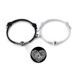 jewelora Partnerarmbänder Paar Armband mit Foto Personalisiertes Projektionsarmband Lederarmbänder für Männer und Frauen Geschenk für Sie Ihn (D) von jewelora