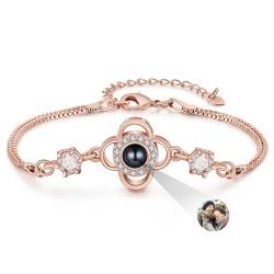 jewelora Personalisierte Armbänder mit Foto Projektion Armband Foto Armbänder im stein Geschenke für Ehemänner Freunde Ehefrauen Weihnachten, Geburtstag, Valentinstag Schmuck (A-Rose) von jewelora