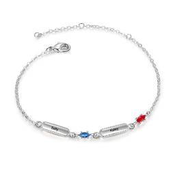 jewelora Personalisierte Damen Armband mit Namen Gravur Mama armband mit Geburtssteinen Geschenk für Damen Freundin Freunde Geburtstag von jewelora