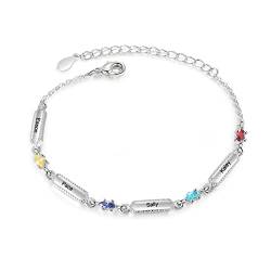 jewelora Personalisierte Damen Armband mit Namen Gravur Mama armband mit Geburtssteinen Geschenk für Damen Freundin Freunde Geburtstag von jewelora