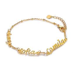 jewelora Personalisierte Frauen 1/2/3 Namen Armband Gold Armband Kundenspezifisches Geschenk für Ihre Oma Mutter Frau Freundin Beste Freunde am Geburtstag Jubiläum (3 Namen) von jewelora