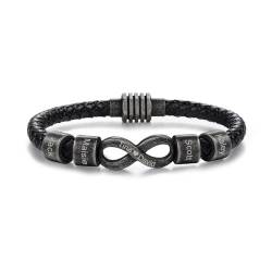 jewelora Personalisierte Name Armbänder für Männer Infinity Lederarmband zu meinem Mann Armband Geschenke für Ehemann Freund Sohn Weihnachten, Vatertag, Valentinstag Schmuck (4 name) von jewelora