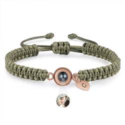 jewelora Personalisiertes Armband mit Foto im Stein für Damen Herren,Projektions-Fotoarmband mit Gravur für Partners Personalisierte Geschenke von jewelora