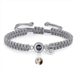 jewelora Personalisiertes Armband mit Foto im Stein für Damen Herren,Projektions-Fotoarmband mit Gravur für Partners Personalisierte Geschenke von jewelora