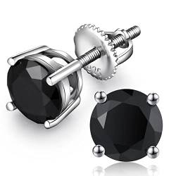 Herren Ohrringe Schwarz Männer Ohrstecker Silber 925 Schwarz Diamant Männer Ohrringe Schwarz Echt Silber Ohrringe Herren Stecker Schwarz Silber Schwarze Ohrringe Herren Schraube Ohrstecker 8mm von jiamiaoi